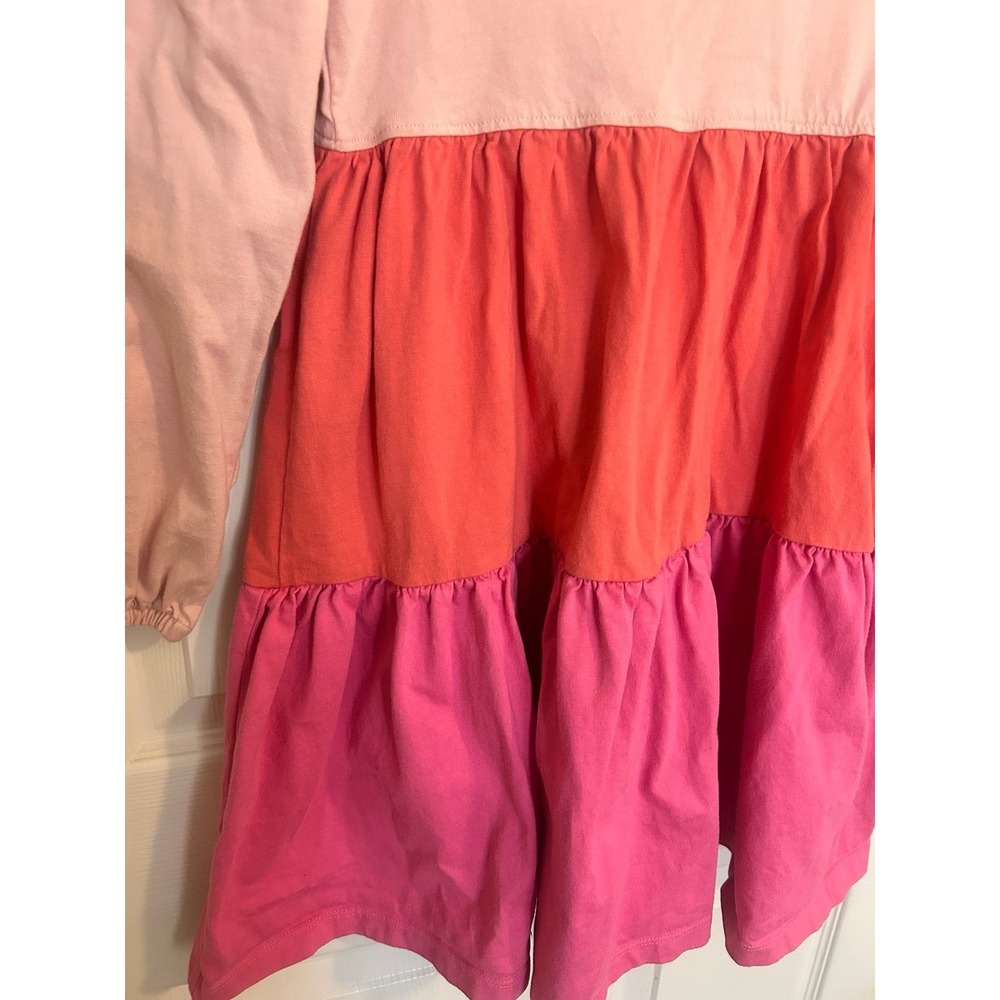 Hanna Andersson Girls Pink Tiered Dress Size 8 Long Sleeves - Picture 2 of 5